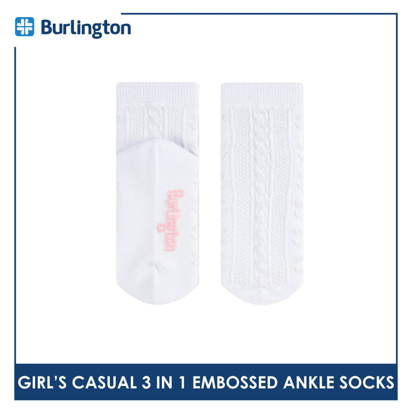 Burlington Children's Embossed Cotton Casual Ankle Socks 3 pairs in a pack BGCMG1