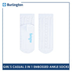 Burlington Children's Embossed Cotton Lite Casual Ankle Socks 3 pairs in 1 pack BGCMG1