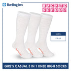 Burlington Girl's Embossed Cotton Thin Casual Knee High Socks 3 pairs in a pack BGKHMG1