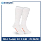 Burlington Girl's Embossed Cotton Thin Casual Knee High Socks 3 pairs in a pack BGKHMG1