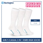 Burlington Girl's Embossed Cotton Thin Casual Knee High Socks 3 pairs in a pack BGKHMG1