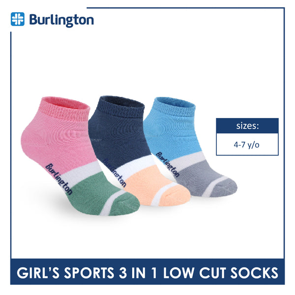 Burlington Girls’ Cotton Lite Thick Sports Low Cut Socks 3 pairs in 1 pack BGSG4401