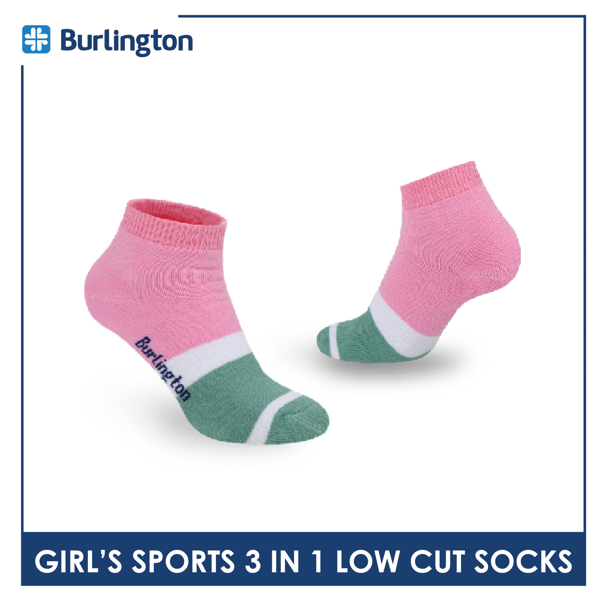 Burlington Girls’ Cotton Lite Thick Sports Low Cut Socks 3 pairs in 1 pack BGSG4401