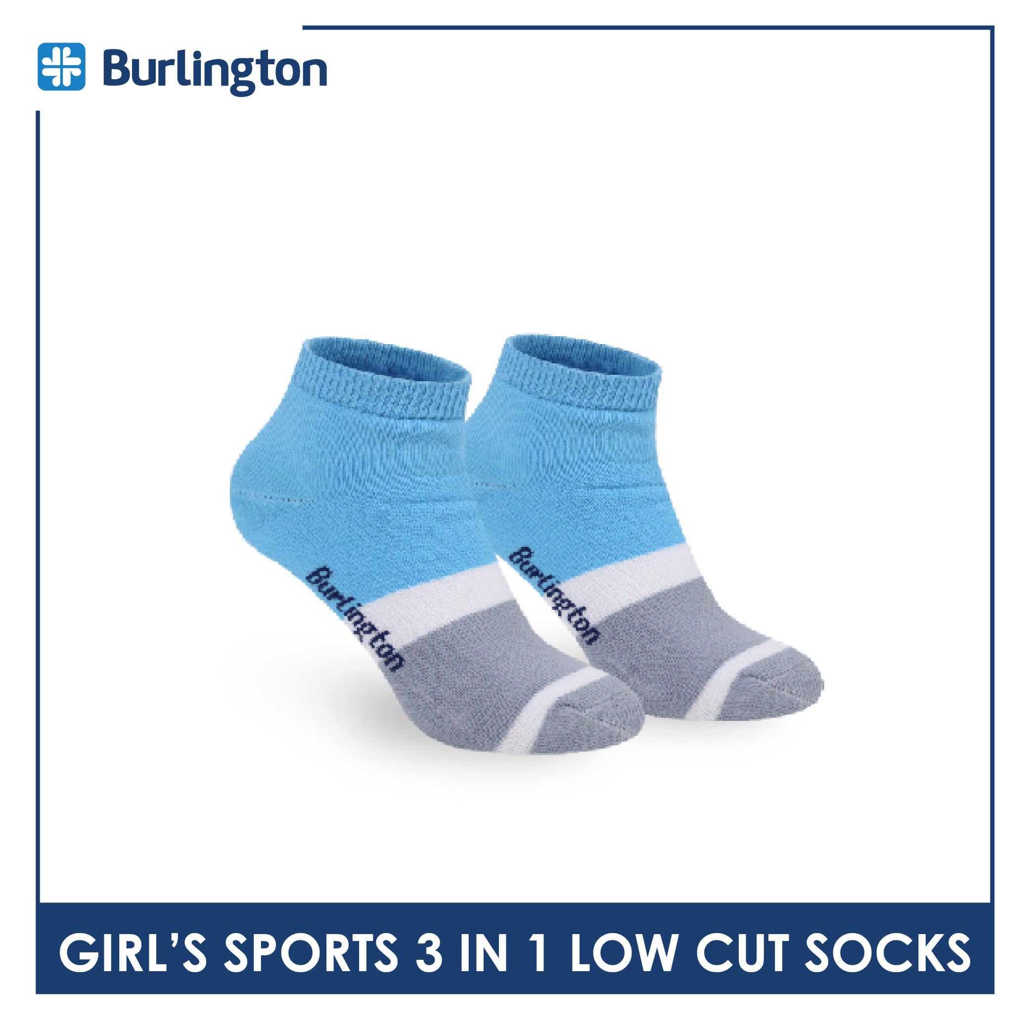 Burlington Girls’ Cotton Lite Thick Sports Low Cut Socks 3 pairs in 1 pack BGSG4401