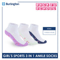 Burlington Girl’s Cotton Sports Ankle Socks 3 pairs in 1 pack BGSKG23