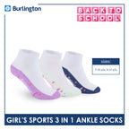 Burlington Girl’s Cotton Sports Ankle Socks 3 pairs in 1 pack BGSKG23