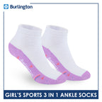Burlington Girl’s Cotton Sports Ankle Socks 3 pairs in 1 pack BGSKG23
