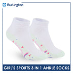 Burlington Girl’s Cotton Sports Ankle Socks 3 pairs in 1 pack BGSKG23