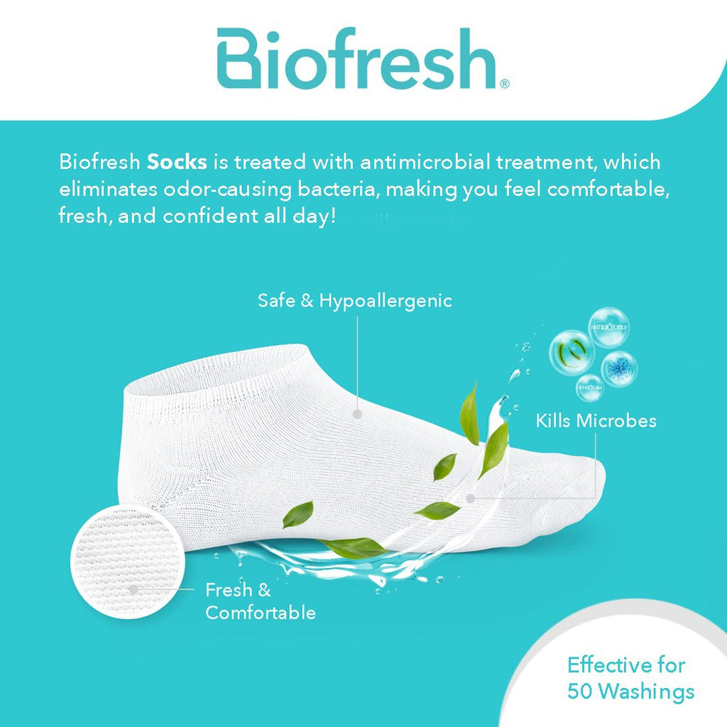 Biofresh Men's Antimicrobial Odor Free No Show Thick Sports Socks 3 pairs in a pack RMFSG01