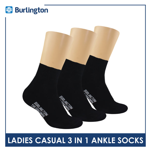 Burlington Ladies' Cotton Lite Thin Casual Ankle Socks 3 pairs in a pack BLC-142