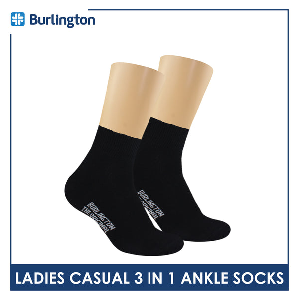 Burlington Ladies' Cotton Lite Thin Casual Ankle Socks 3 pairs in a pack BLC-142