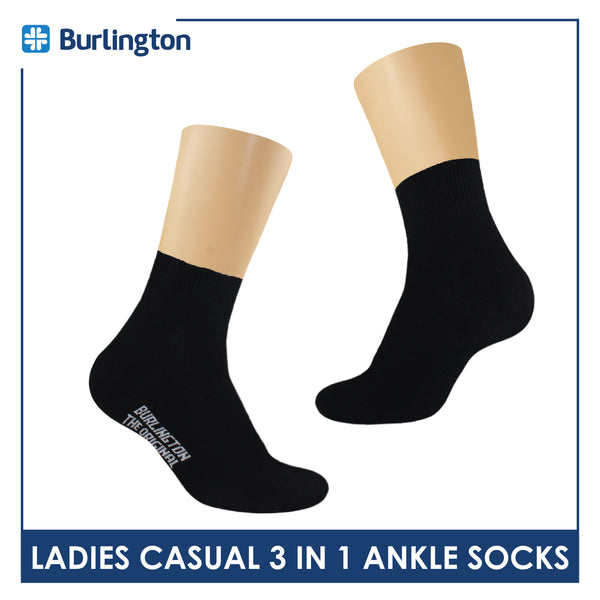 Burlington Ladies' Cotton Lite Thin Casual Ankle Socks 3 pairs in a pack BLC-142