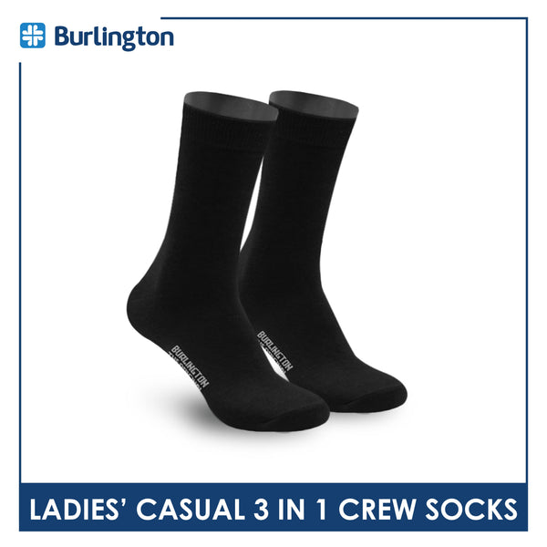 Burlington Ladies' Cotton Thin Casual Crew Socks 3 pairs in a pack BLC-148