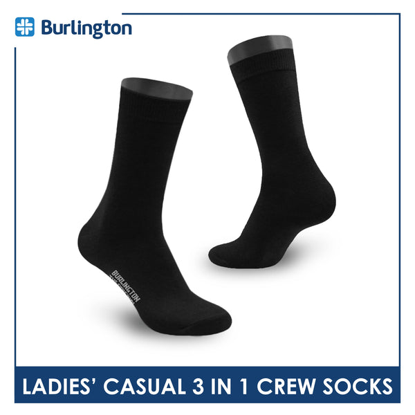 Burlington Ladies' Cotton Thin Casual Crew Socks 3 pairs in a pack BLC-148