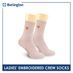 Burlington Ladies’ Cotton Embroidered Light Performance Crew Socks 1 pair BLCE4401