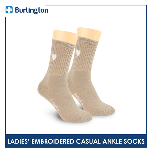 Burlington Ladies’ Cotton Embroidered Casual Ankle Socks 1 pair BLCE4401