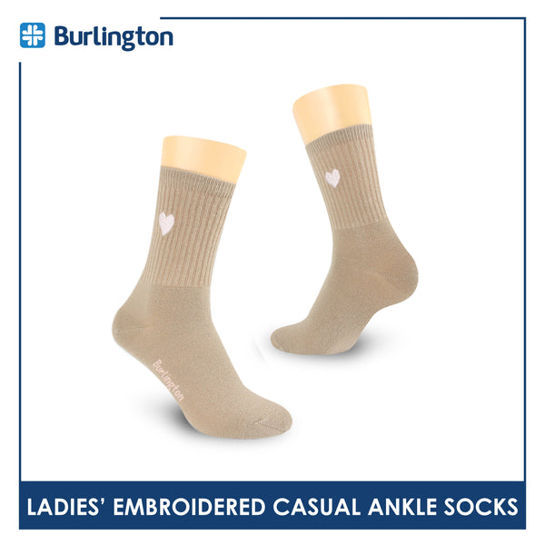 Burlington Ladies’ Cotton Embroidered Casual Ankle Socks 1 pair BLCE4401