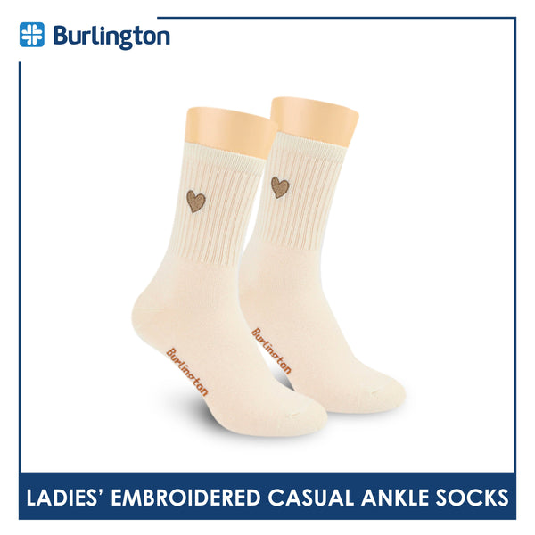 Burlington Ladies’ Cotton Embroidered Casual Ankle Socks 1 pair BLCE4401