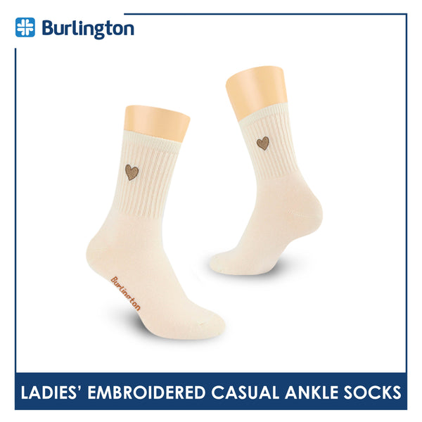 Burlington Ladies’ Cotton Embroidered Casual Ankle Socks 1 pair BLCE4401