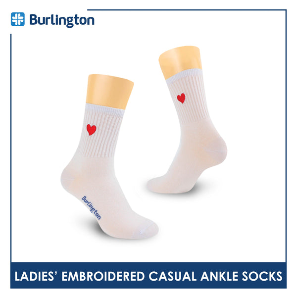 Burlington Ladies’ Cotton Embroidered Casual Ankle Socks 1 pair BLCE4401