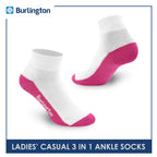Burlington Ladies' Cotton Lite Thin Casual Ankle Socks 3 pairs in a pack BLCKG34