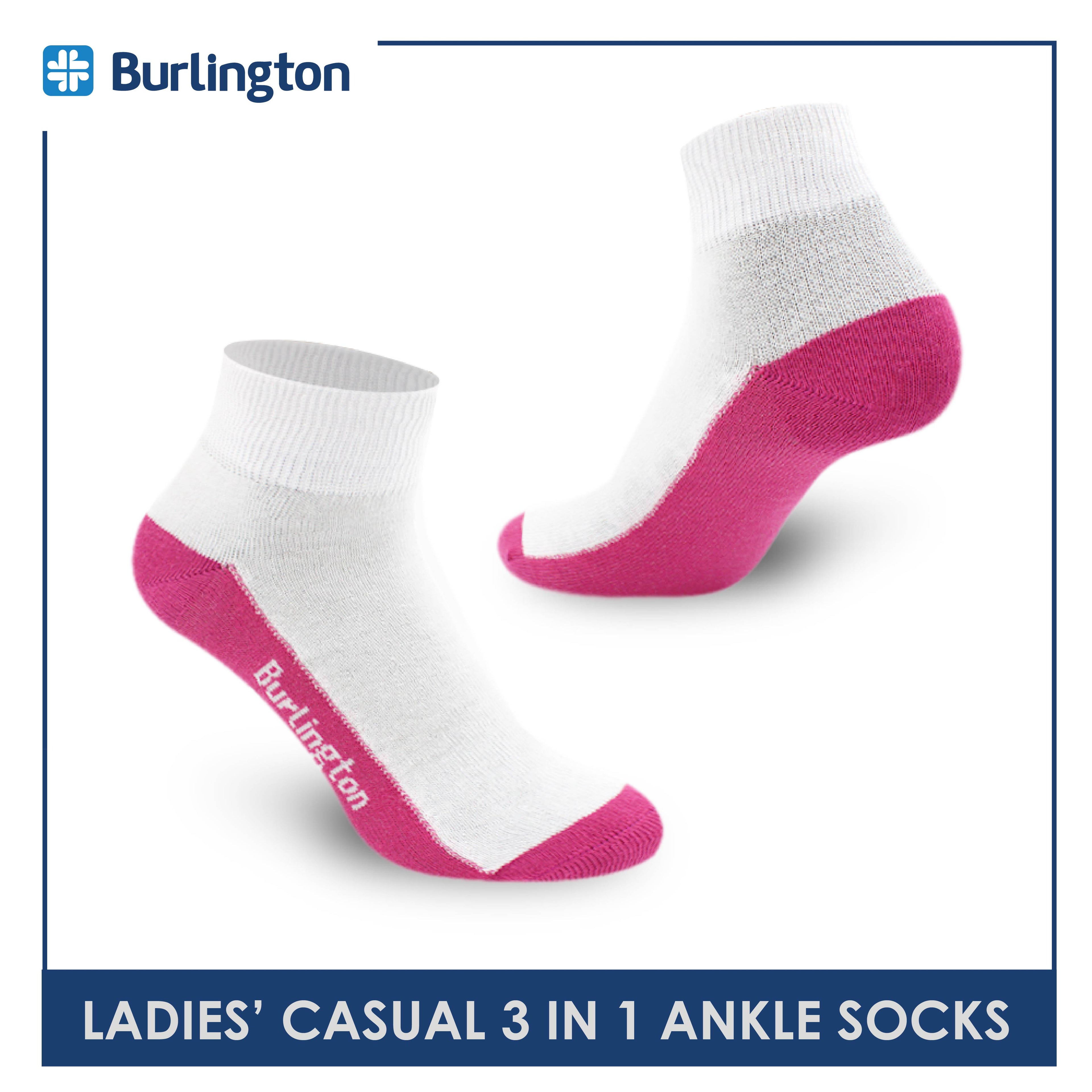 Burlington Ladies' Cotton Lite Thin Casual Ankle Socks 3 pairs in a pack BLCKG34