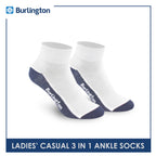 Burlington Ladies' Cotton Lite Thin Casual Ankle Socks 3 pairs in a pack BLCKG34