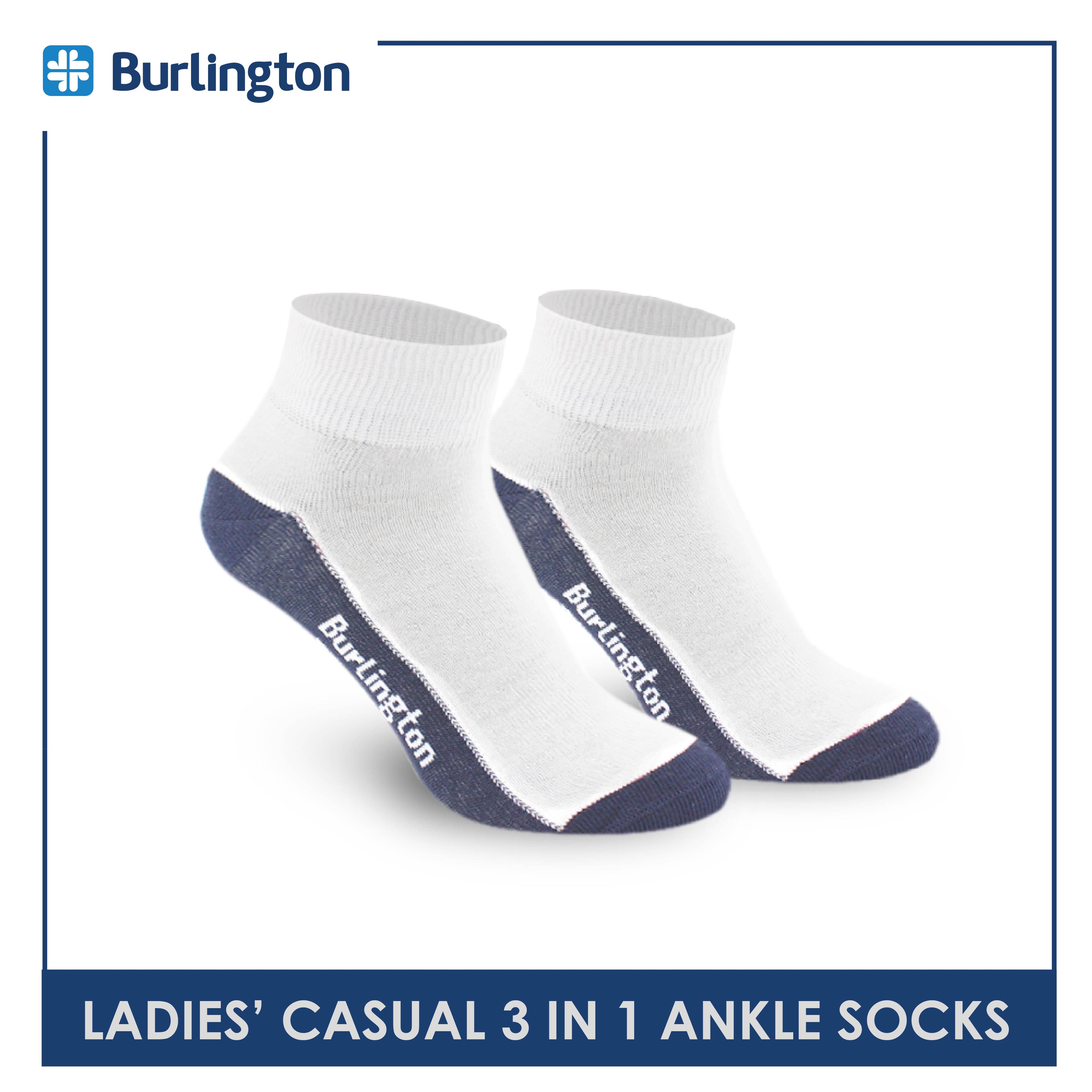 Burlington Ladies' Cotton Lite Thin Casual Ankle Socks 3 pairs in a pack BLCKG34