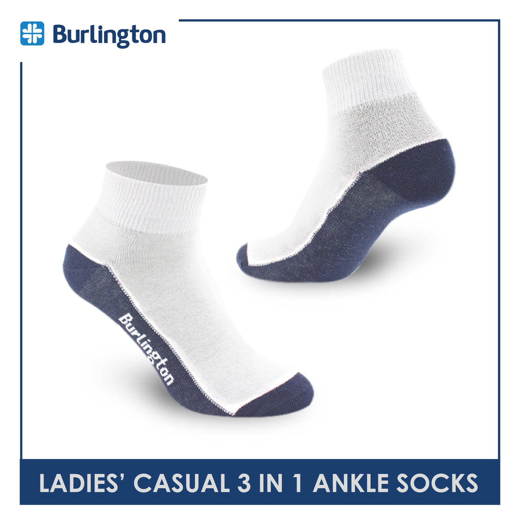 Burlington Ladies' Cotton Lite Thin Casual Ankle Socks 3 pairs in a pack BLCKG34