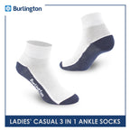 Burlington Ladies' Cotton Lite Thin Casual Ankle Socks 3 pairs in a pack BLCKG34
