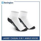 Burlington Ladies' Cotton Lite Thin Casual Ankle Socks 3 pairs in a pack BLCKG34