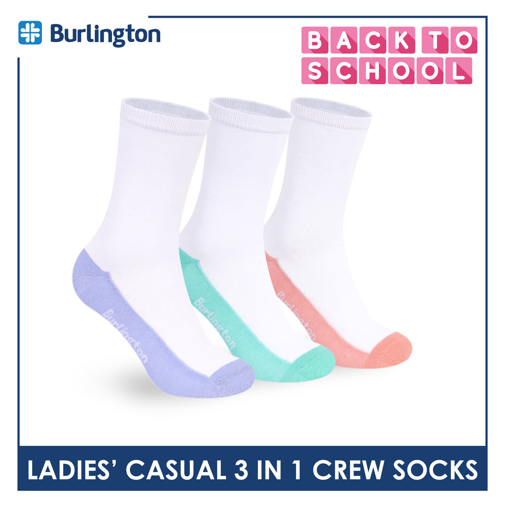 Burlington Ladies' Cotton Thin Casual Crew Socks 3 pairs in a pack BLCKG35