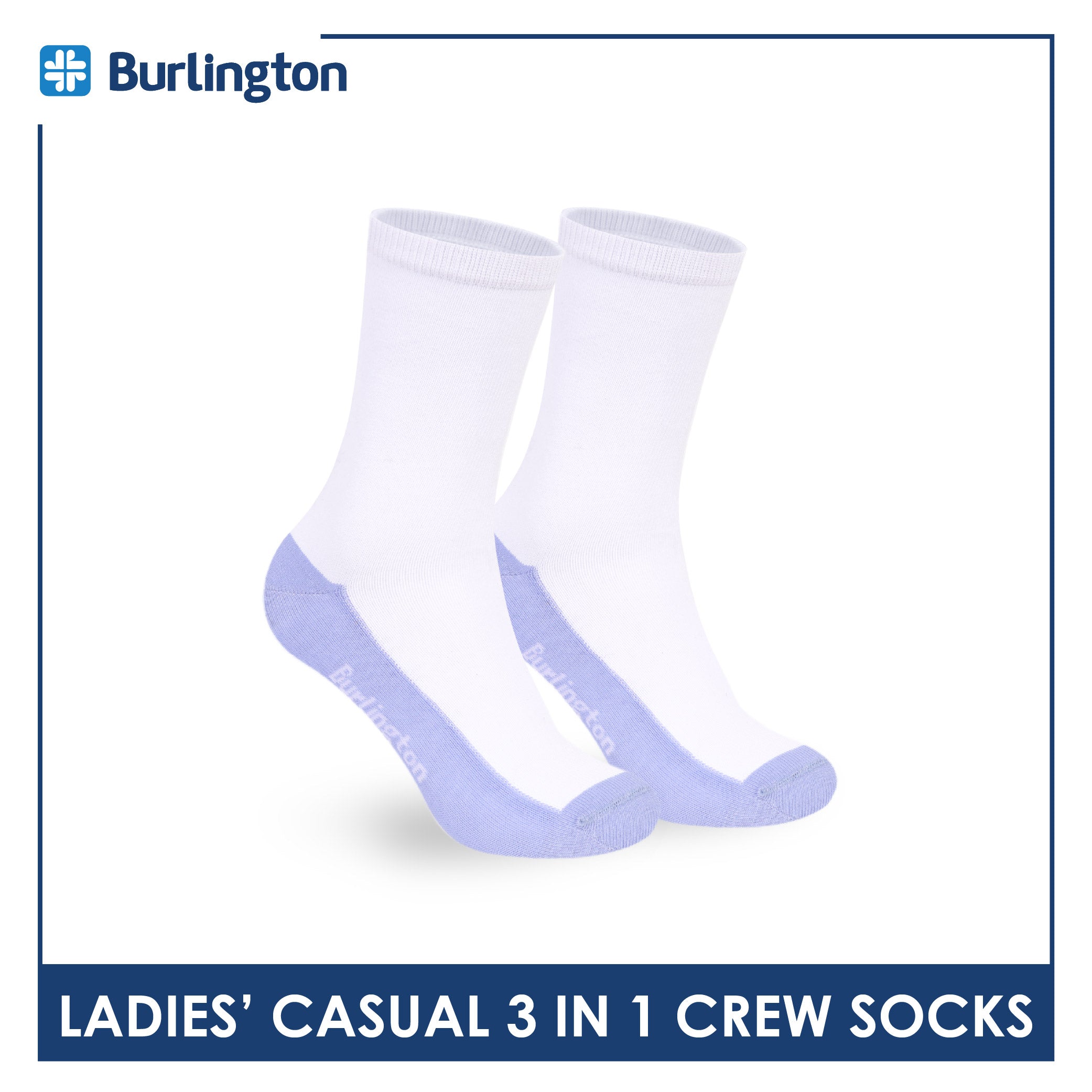 Burlington Ladies' Cotton Thin Casual Crew Socks 3 pairs in a pack BLCKG35