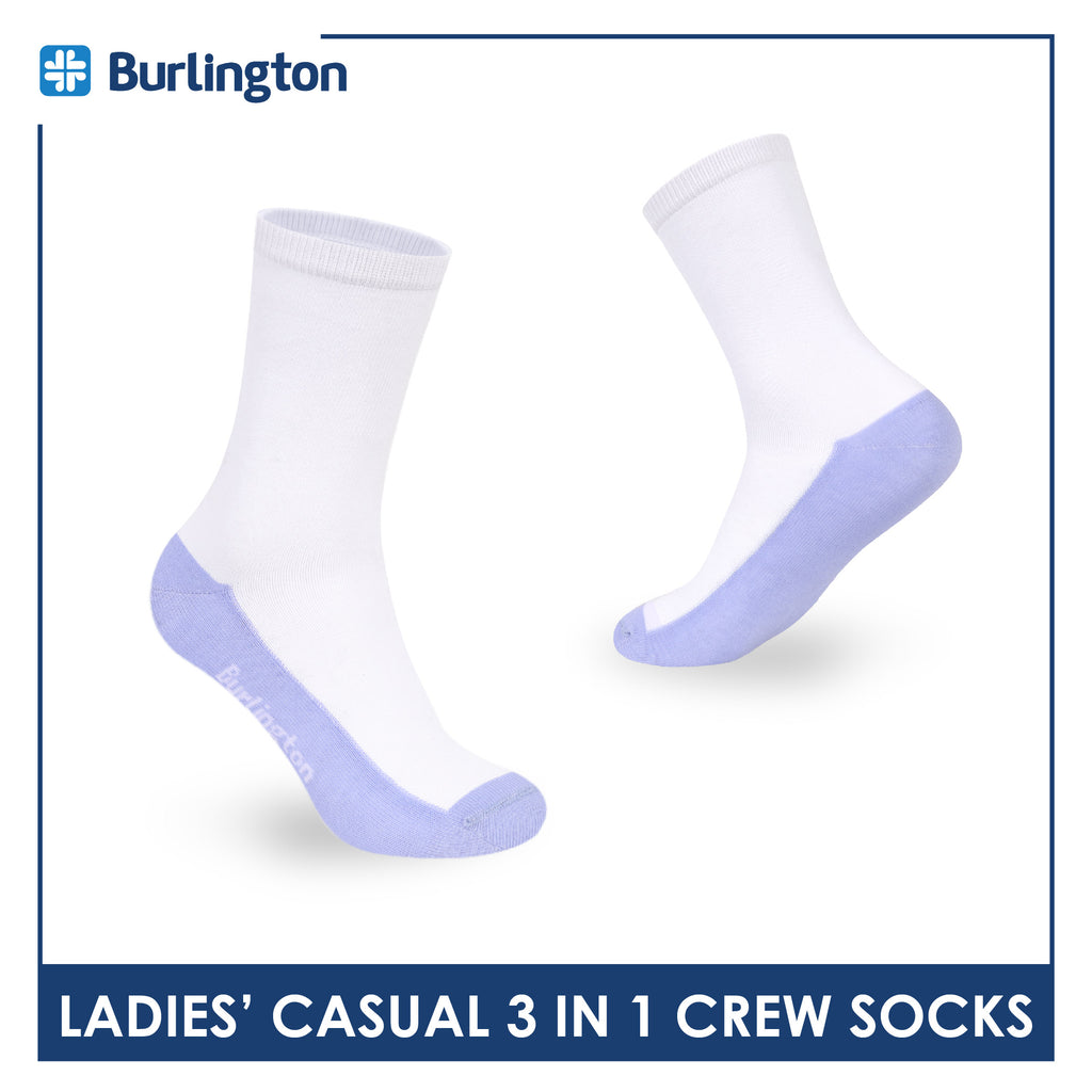 Burlington Ladies' Cotton Thin Casual Crew Socks 3 pairs in a pack BLCKG35