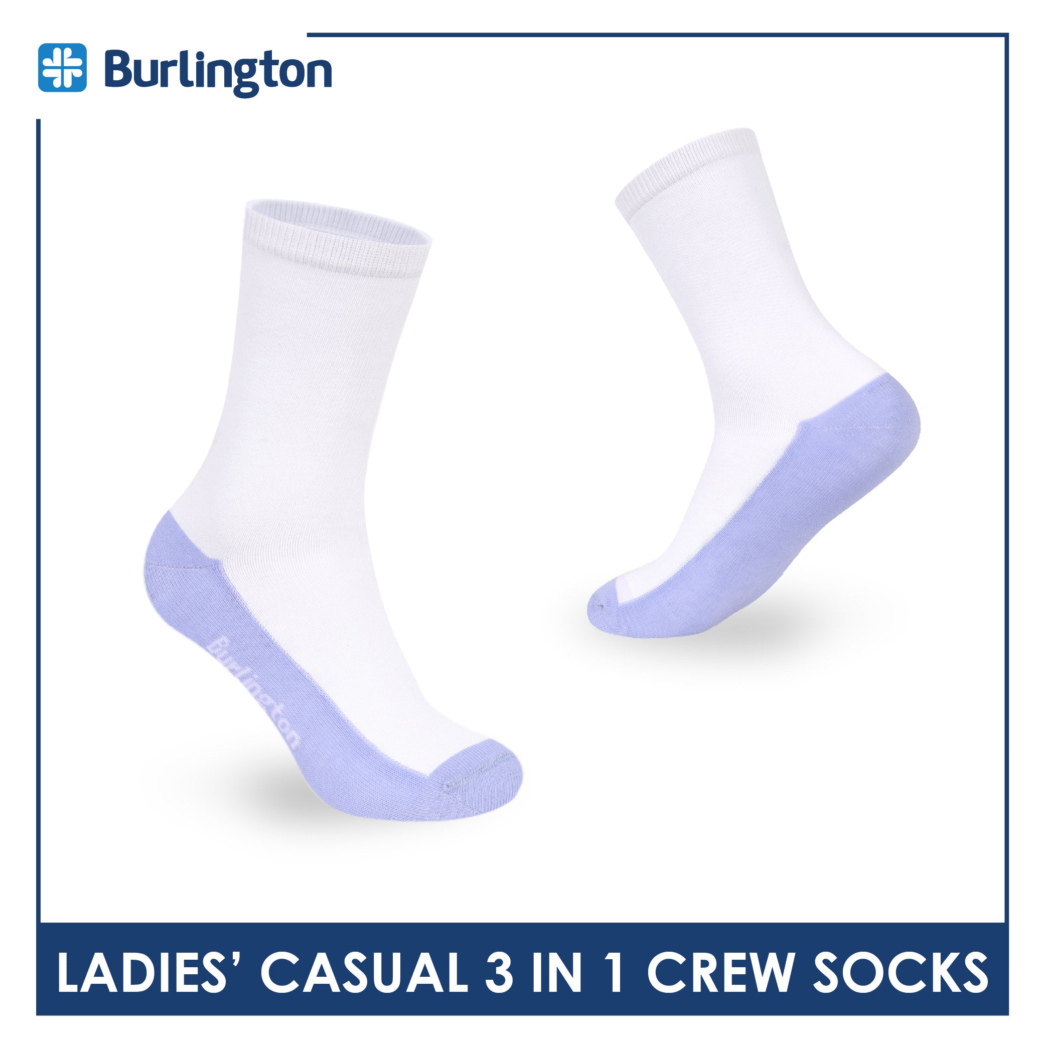 Burlington Ladies' Cotton Thin Casual Crew Socks 3 pairs in a pack BLCKG35