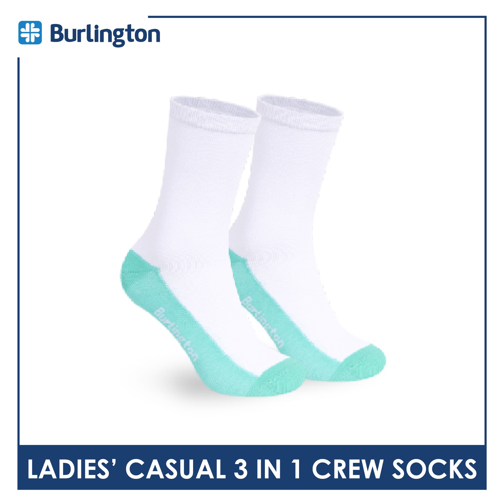 Burlington Ladies' Cotton Thin Casual Crew Socks 3 pairs in a pack BLCKG35