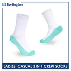 Burlington Ladies' Cotton Thin Casual Crew Socks 3 pairs in a pack BLCKG35