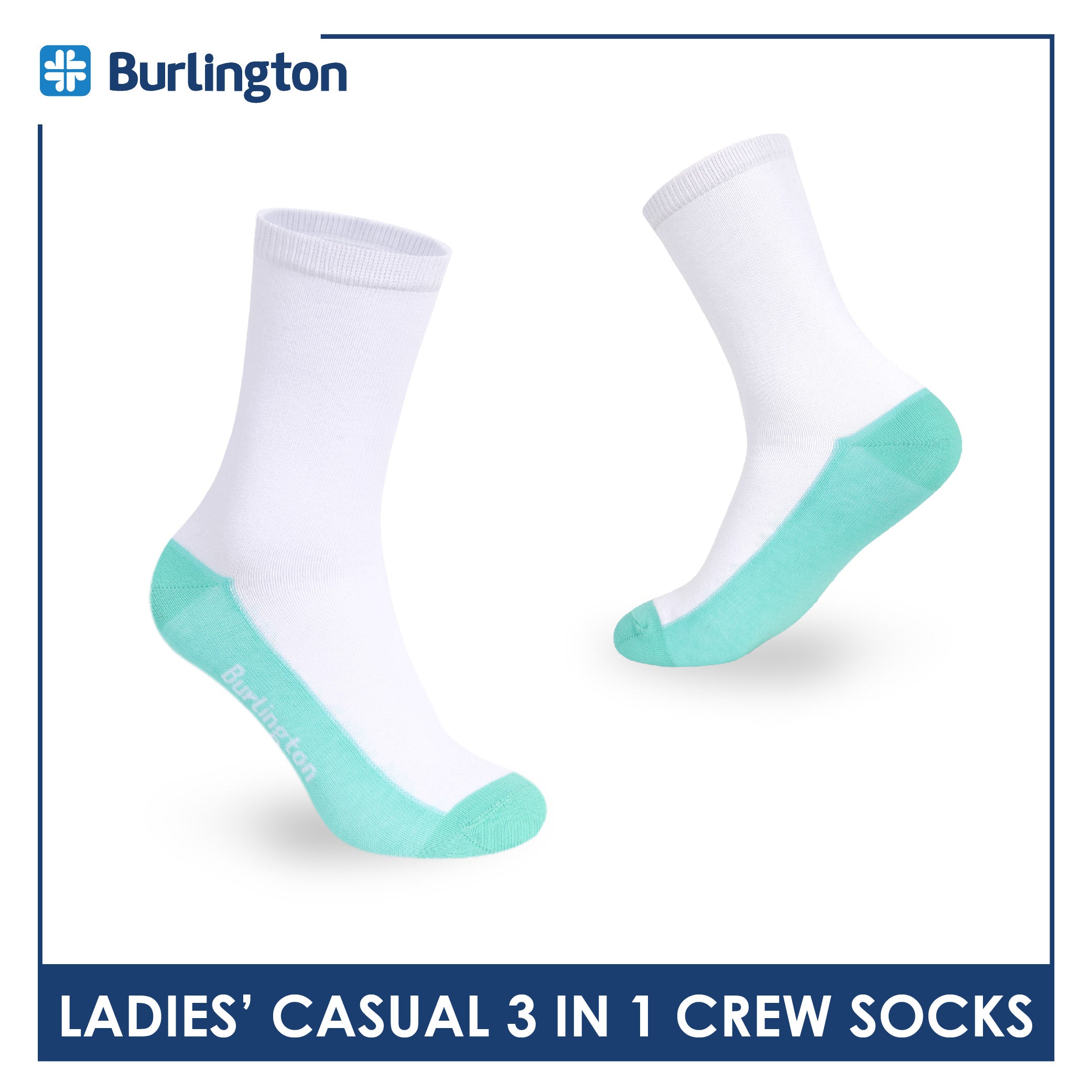 Burlington Ladies' Cotton Thin Casual Crew Socks 3 pairs in a pack BLCKG35