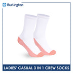 Burlington Ladies' Cotton Thin Casual Crew Socks 3 pairs in a pack BLCKG35