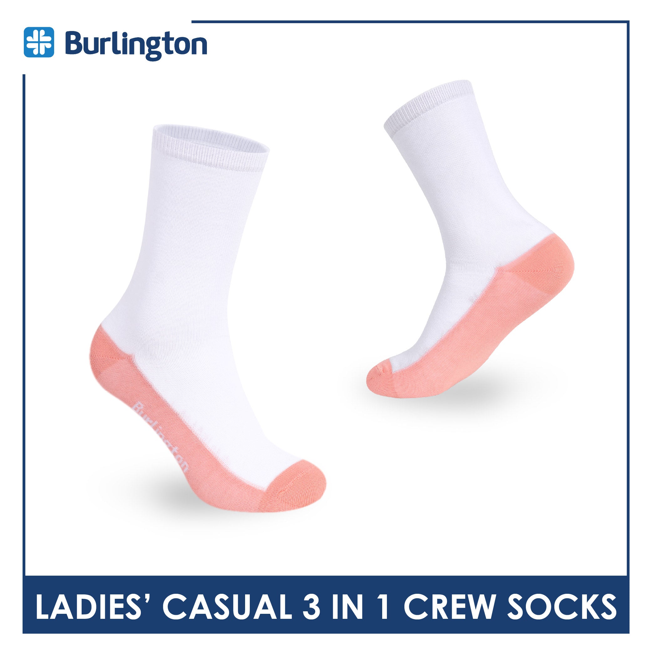 Burlington Ladies' Cotton Thin Casual Crew Socks 3 pairs in a pack BLCKG35