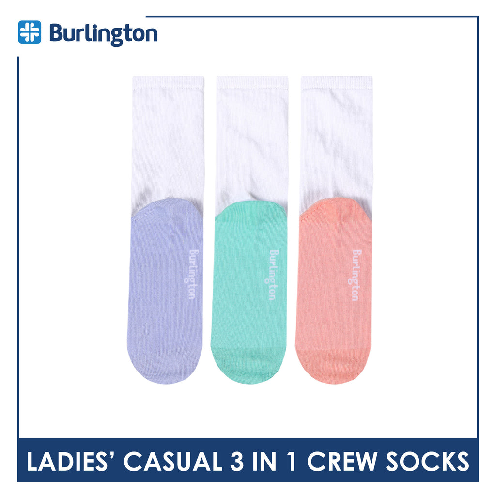 Burlington Ladies' Cotton Thin Casual Crew Socks 3 pairs in a pack BLCKG35