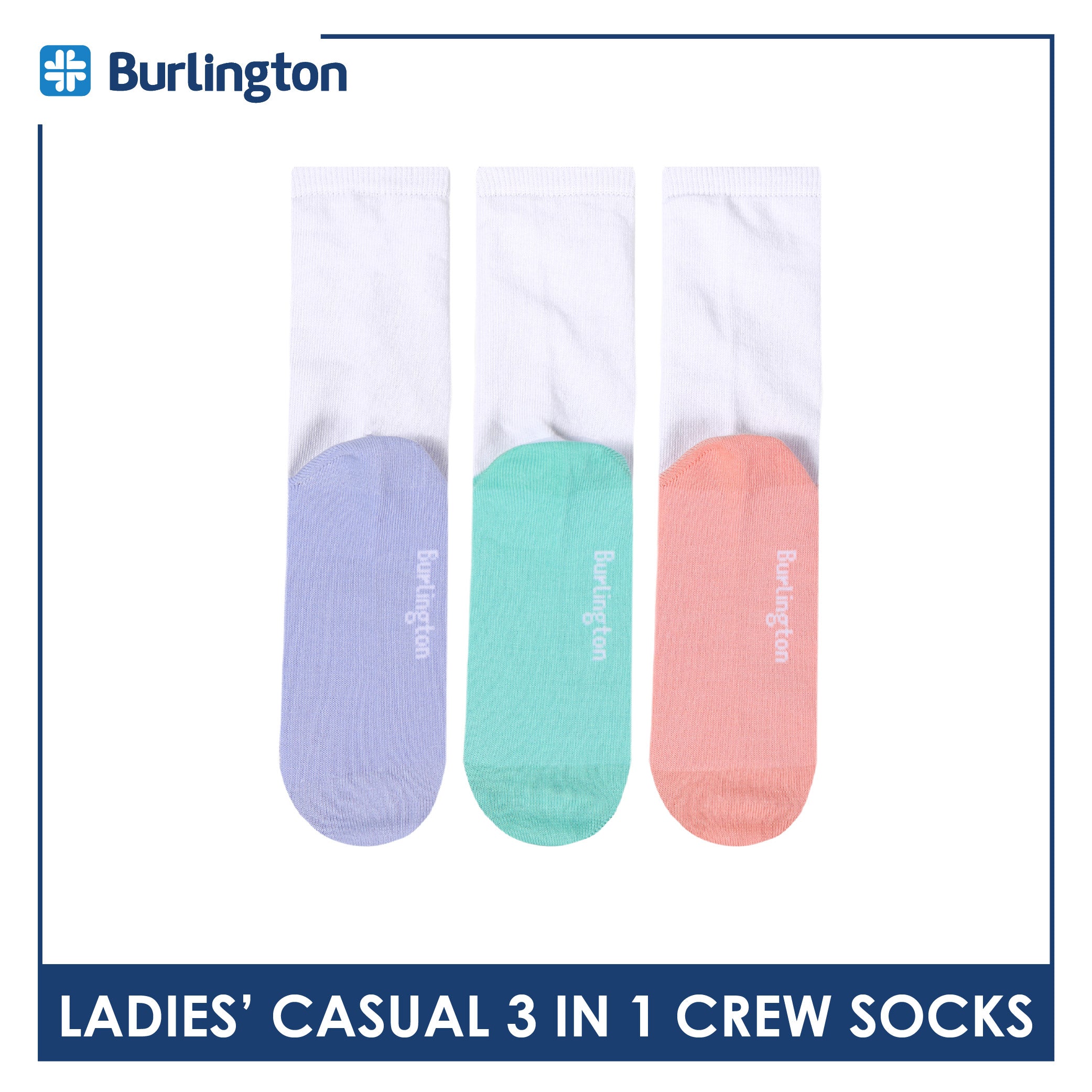 Burlington Ladies' Cotton Thin Casual Crew Socks 3 pairs in a pack BLCKG35