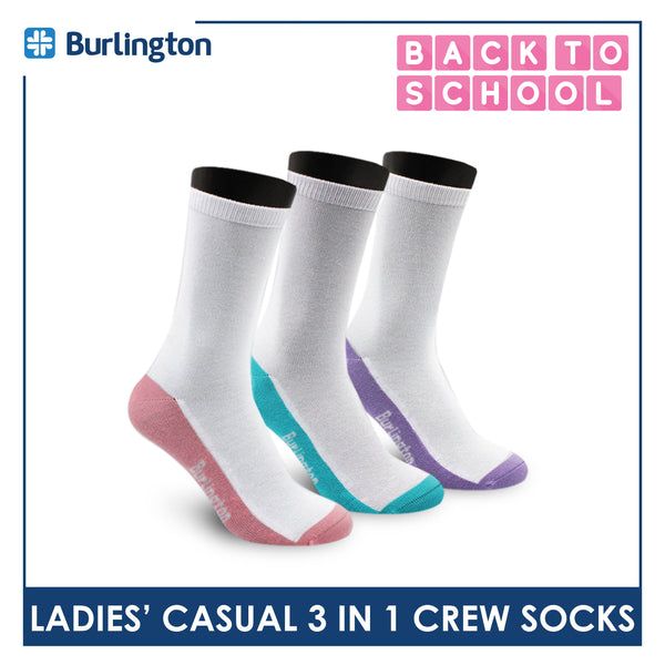 Burlington Ladies' Cotton Casual Crew Socks 3 pairs in a pack BLCKG35