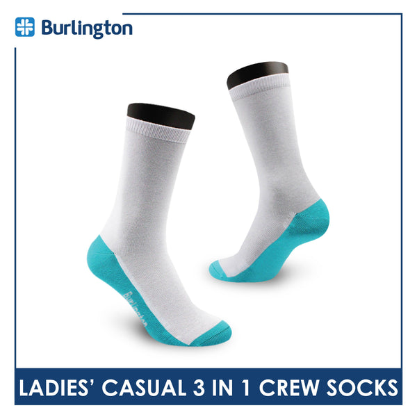 Burlington Ladies' Cotton Casual Crew Socks 3 pairs in a pack BLCKG35