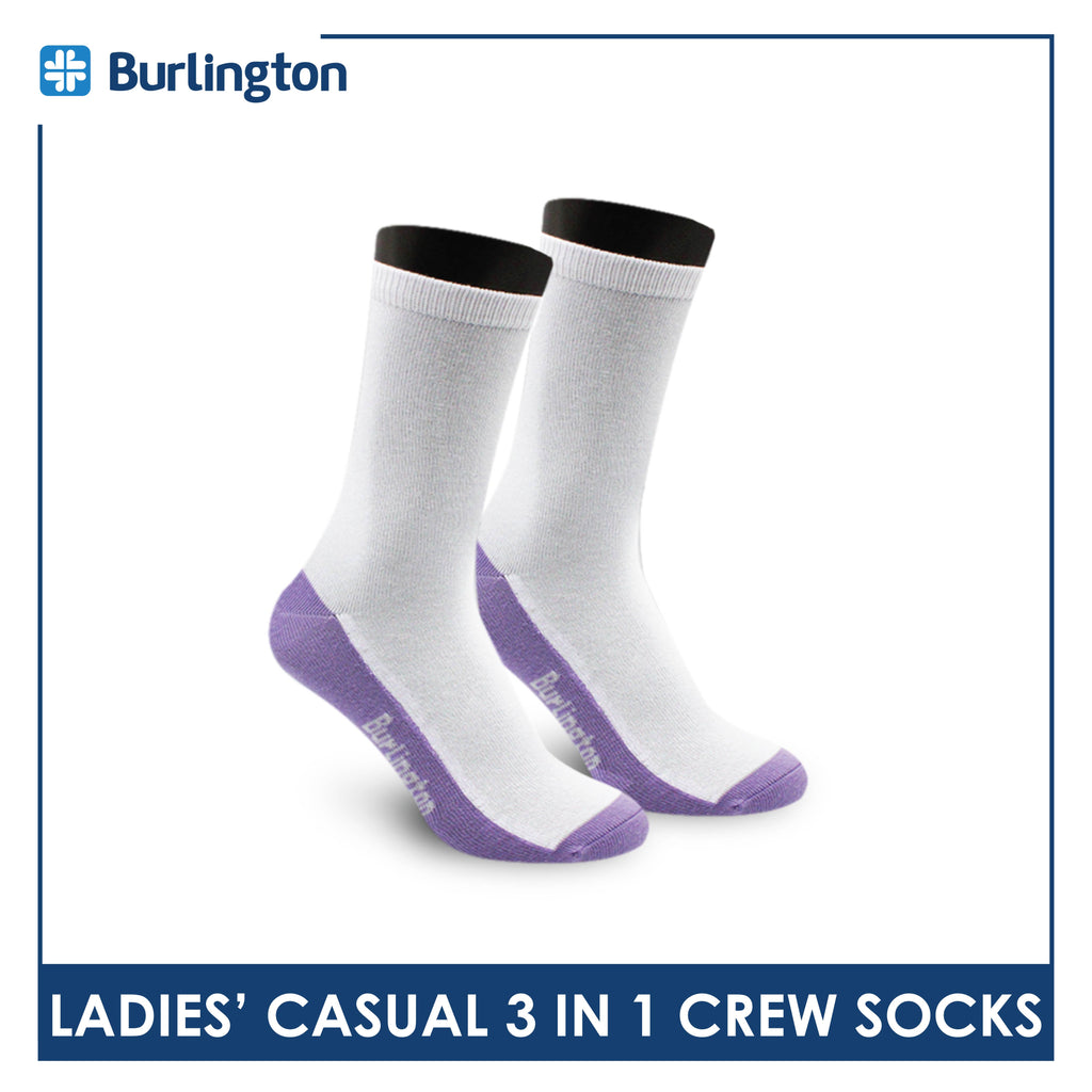 Burlington Ladies' Cotton Thin Casual Crew Socks 3 pairs in a pack BLCKG35