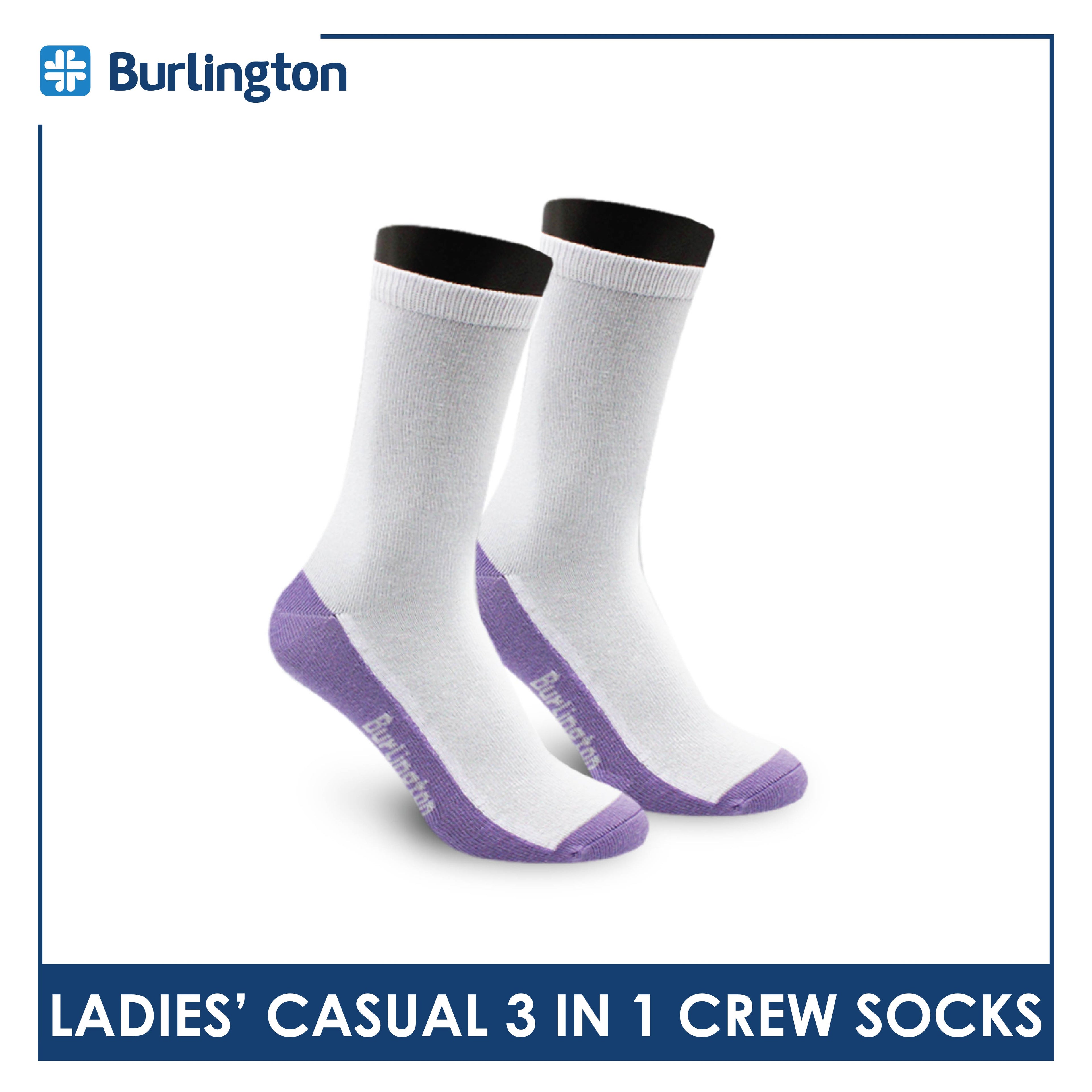 Burlington Ladies' Cotton Thin Casual Crew Socks 3 pairs in a pack BLCKG35