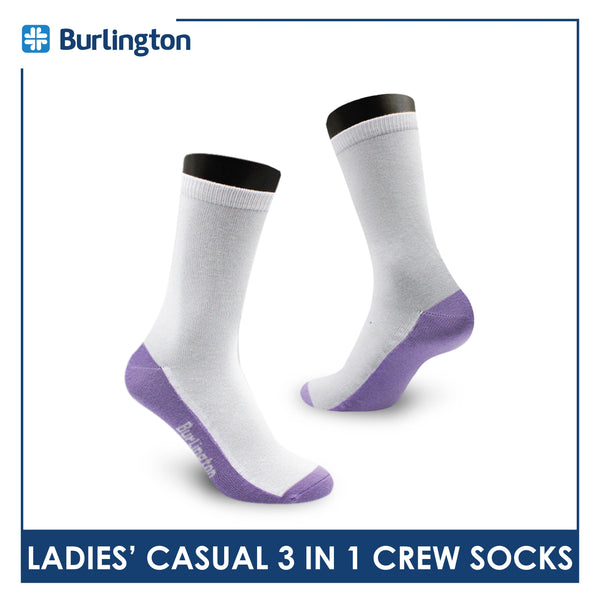 Burlington Ladies' Cotton Casual Crew Socks 3 pairs in a pack BLCKG35