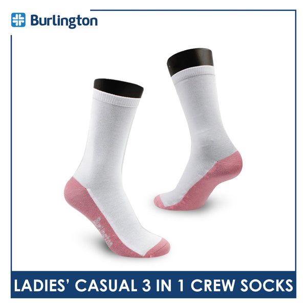 Burlington Ladies' Cotton Casual Crew Socks 3 pairs in a pack BLCKG35