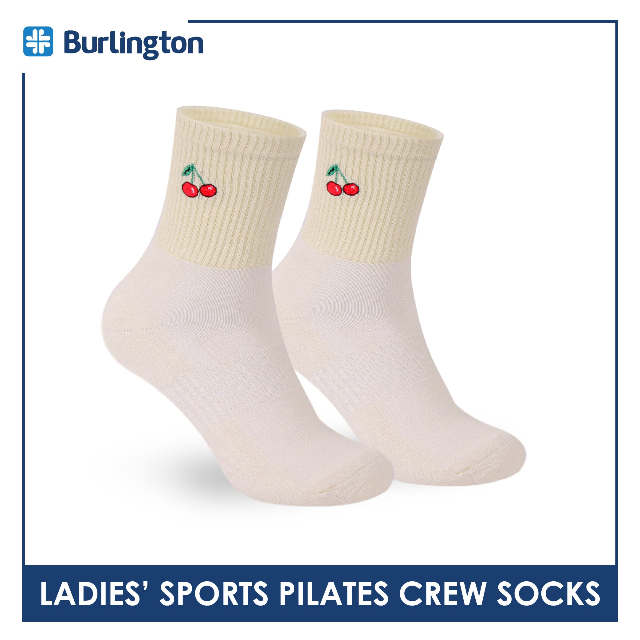 Burlington Ladies’ Pilates Embroidered Sports Crew Socks 1 pair BLGSE531