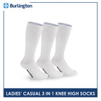 Burlington Ladie's Cotton Thin Casual Knee High Socks 3 pairs in a pack BLHKG2